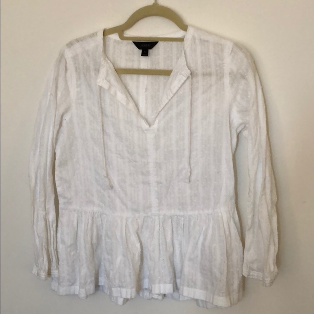 J.Crew White Cotton Peplum/Babydoll Top